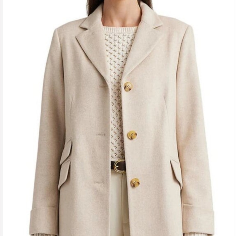 NWT Ralph Lauren Sb Reefer Cream Beige wool blend Coat Beige Cream Size 4 Small